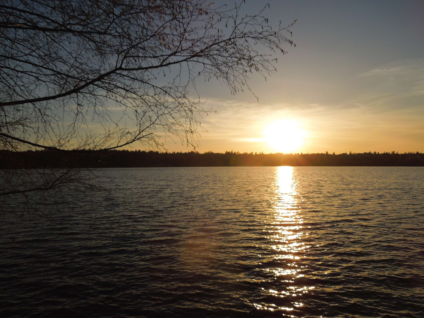 Sunset over Green Lake in Seattle